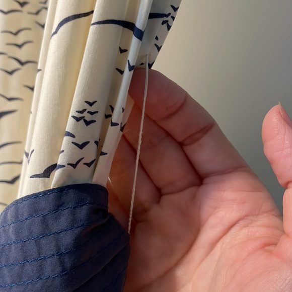 Vintage BCBG BLUE CREAM BIRD PRINT BELTED DRESS SIZE SMALL Kimono style belt - Picture 11 of 14